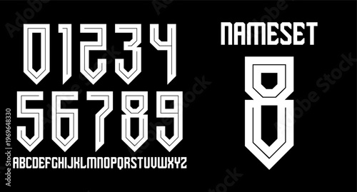 SHARP MODERN UNIQUE NUMBER SET NAME SET LUXURY RETRO VINTAGE NAMESET FOR JERSEY