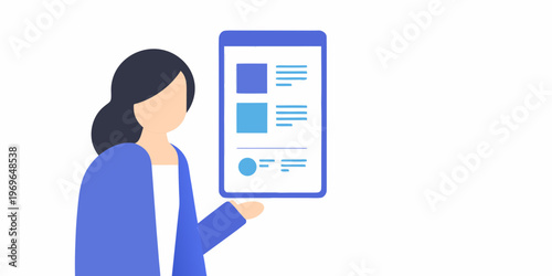 Woman viewing a mobile phone displaying app interface elements