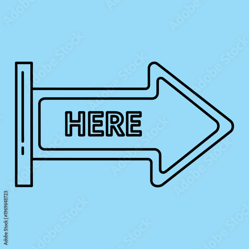 Minimalist black line text with H E R E spelled out in bold sans serif font