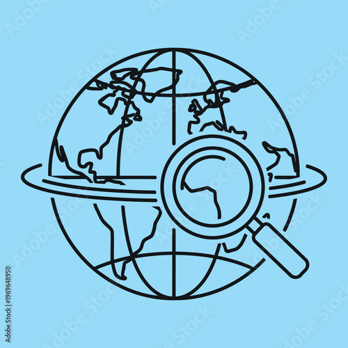 Minimalist line of a compass with detailed needle and circular border navigation direction line minimalist