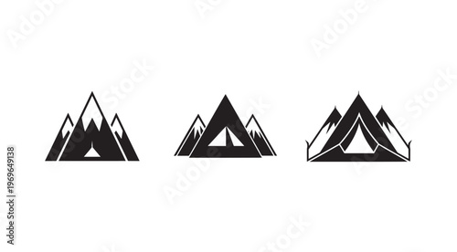 Black mountain range silhouettes with snow capped peaks and different shapes and sizes  mountain ranges with varying silhouettes and snowy peaks