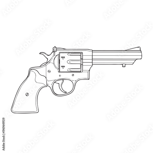 Line drawing illustration of a revolver handgun in profile.