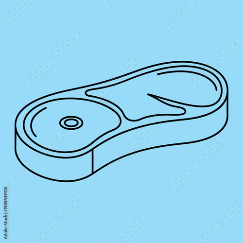 Minimalist line of a red ribbon tied in a bow with a circle line simple