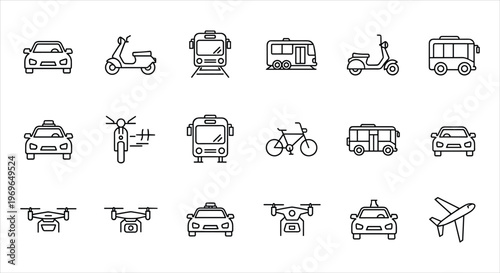 Transportation modes vector illustration, flat design icons