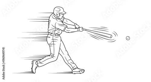 Batter Up: A dynamic sketch captures the essence of a baseball swing, with a player's focused action and the swift motion of the bat connecting with the ball.