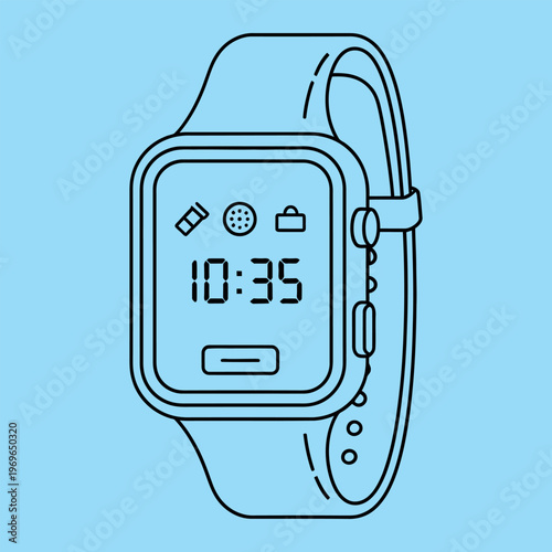 Minimalist smartphone with clock and Wi Fi signal showing 10:35 time mobile phone line clock