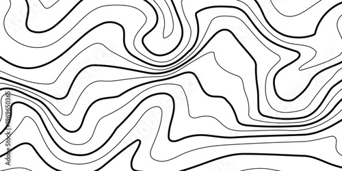 Abstract Contour Topographic Line Pattern in Black and White eps10