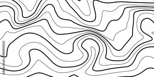 Abstract Contour Topographic Line Pattern in Black and White eps10