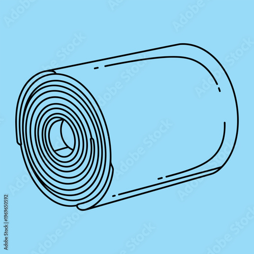 Rolled up blue yoga mat with black lines rolled up mat blue background minimal line fitness