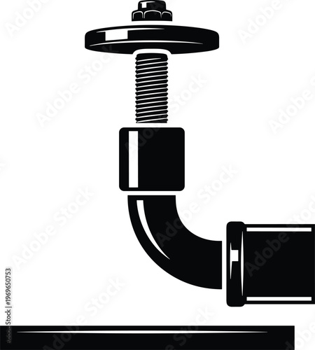 Plumbing pipe fitting with screw mechanism and threaded bolt.