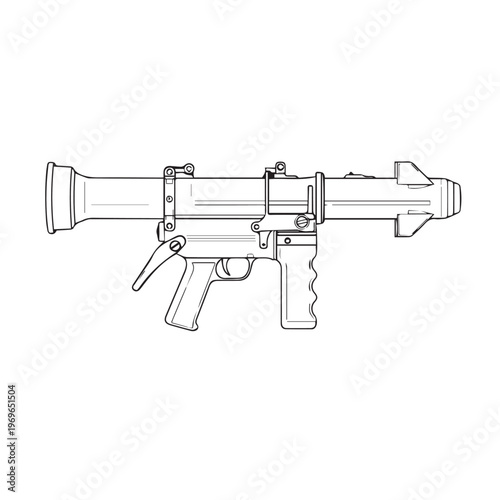 Illustration of a futuristic assault rifle with detachable stock and scope.