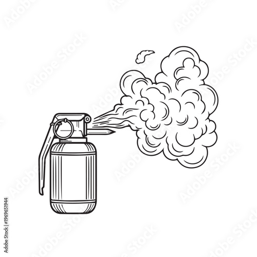 A handheld spray bottle releasing a fine mist into the air while in use.