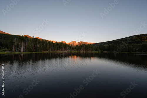 Alpenglow on Rocky Mountains near Estes Park in Colorado
