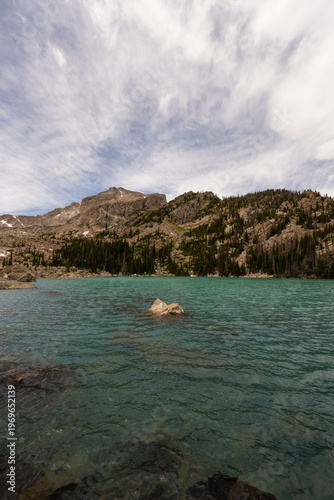 Rocky Mountains Colorado turquoise lake with mountain landscape