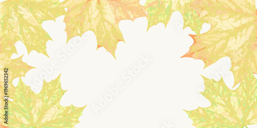 Abstract floral pattern with a white central bloom and yellow background