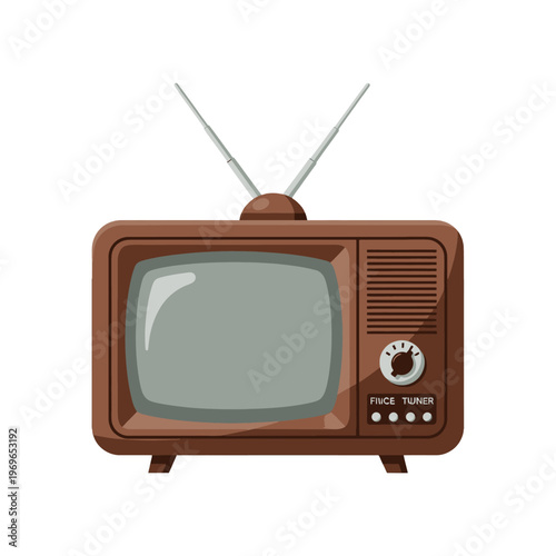 Retro television set with antennas and a dial