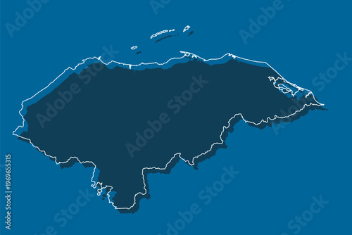Vector outline map Honduras, line border country