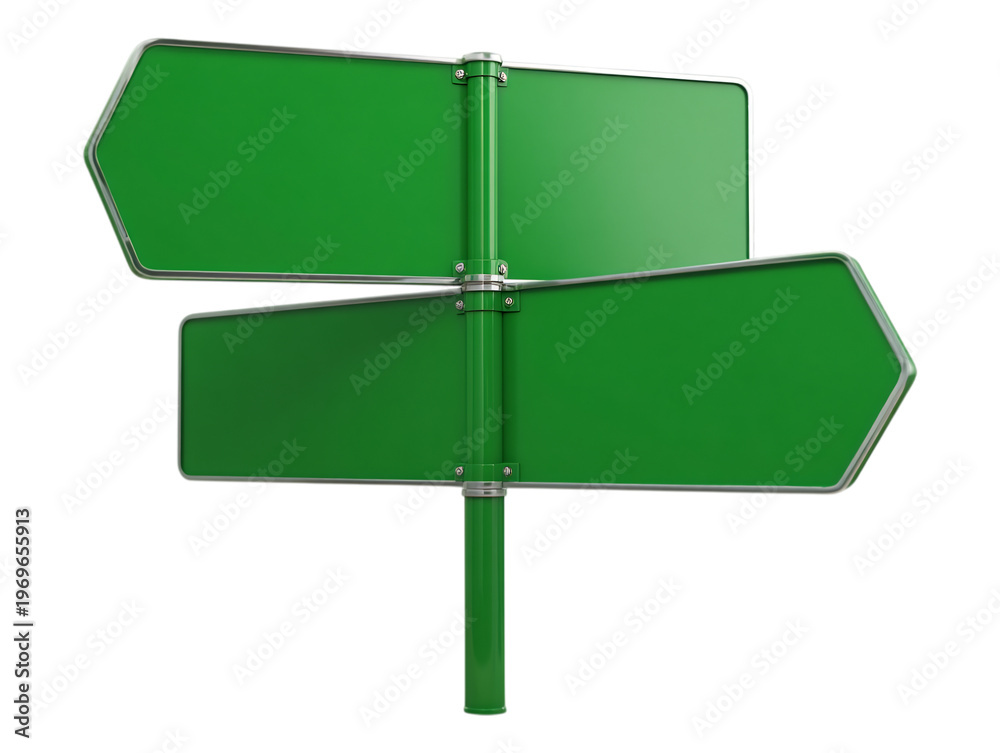 Obraz premium Two blank green directional signs on a post, offering a choice or decision point.