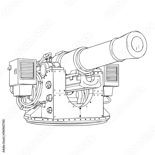Historic naval artillery turret and large cannon mounting.