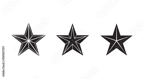 Black stars with white outlines in various rotations  rating symbol  graphic design element