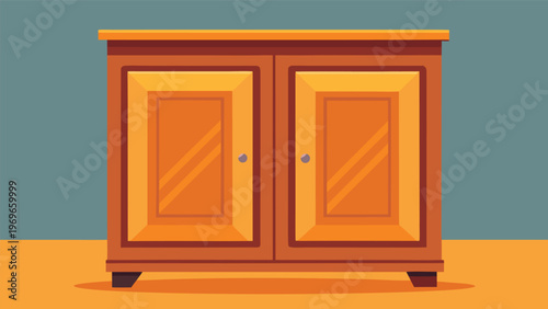 Wooden cabinet with two doors and simple design in a room setting during daytime