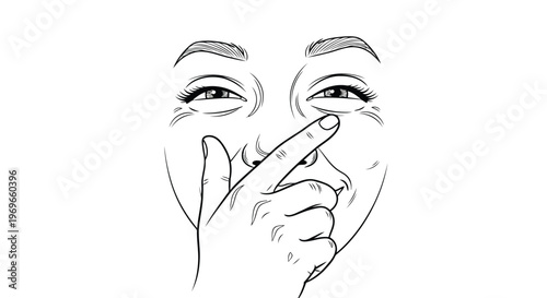 Vector illustration of a beautiful young woman with a painted face and black hair featuring a stylish tattoo design and a smile in a cartoon sketch art profile