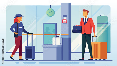 Travelers at the airport waiting for check-in and preparing for their flight at the departure area during the day