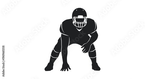 American football player in a crouching stance a striking silhouette