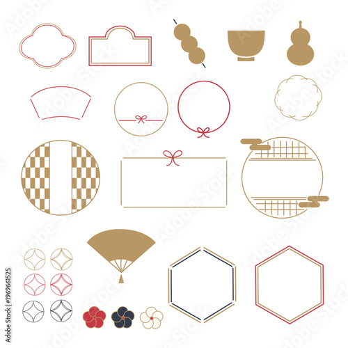 シンプルな和風のあしらい素材セット