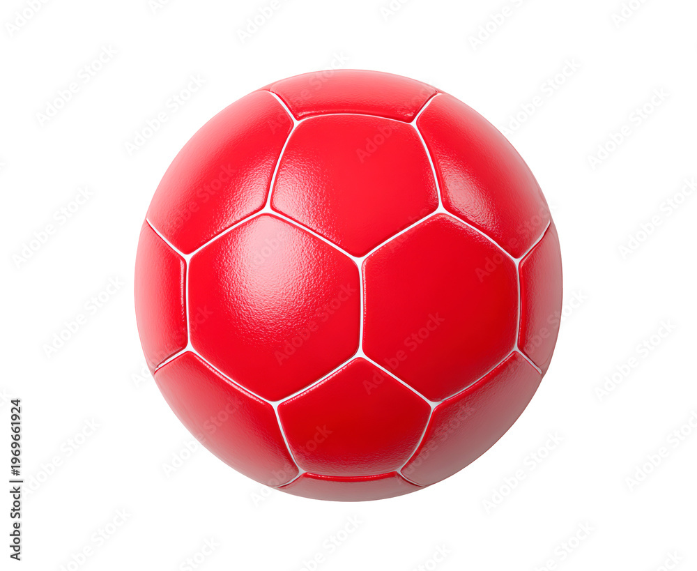 Fototapeta premium Glossy red soccer ball on transparent background PNG