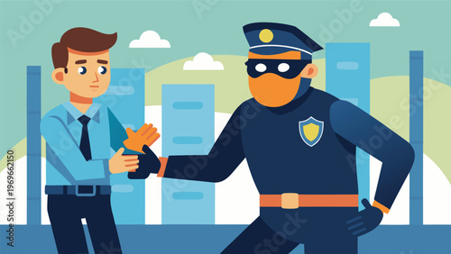 Businessman meets thief in a city setting during daylight as crime takes place without immediate help