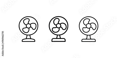Electric fan icon set isolated on white background. cooling device symbol. ventilation appliance illustration for summer and home climate control