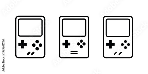Retro video game console icon set isolated on white background. hand-held gaming device symbol. vintage electronic game illustration for design