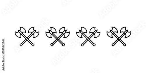 Four crossed double-headed axes, battle axe, medieval weapon, warrior gear, viking tool, fantasy combat, ancient armory, strength, power, symbol, icon set, simple line art