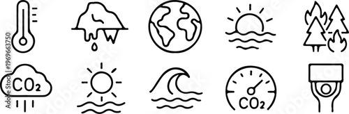 eco earth environment nature line icon set vector illustration 