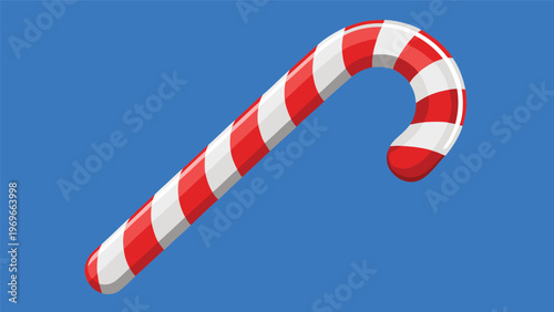 Candy cane design on a blue background with red and white stripes showing holiday spirit and seasonal decoration during winter