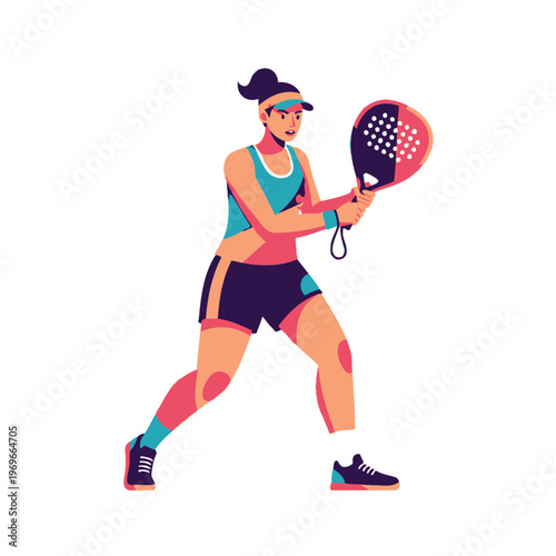 Woman playing padel tennis, active lifestyle, sports and fitness concept