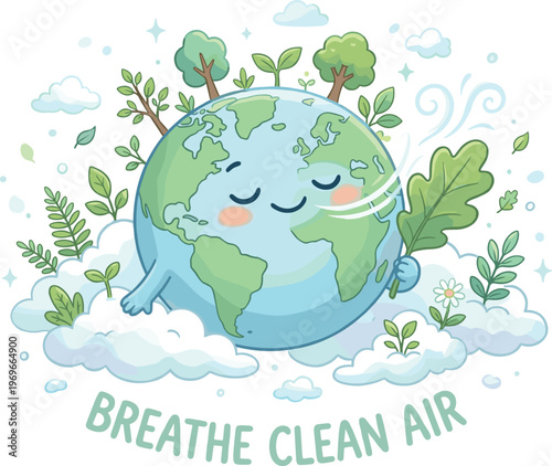 Dynamic cartoon Earth hero flying with a cape of lush foliage and vibrant flowers, embodying environmental protection and ecological preservation for a sustainable future