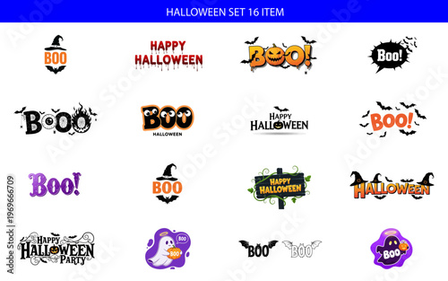 Halloween stickers and phrases for decoration