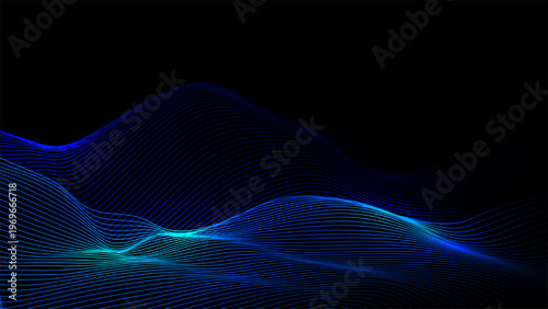 Blue abstract wavy lines on...
