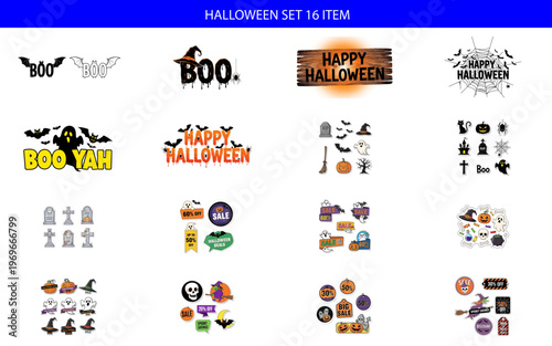 Halloween stickers and icons set