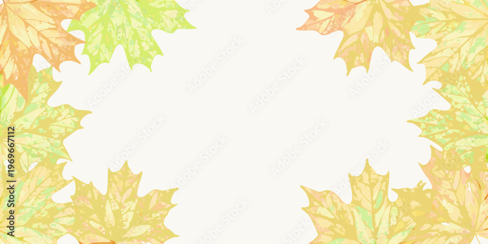 Fototapeta premium Watercolor maple leaves forming a delicate autumnal frame around white space