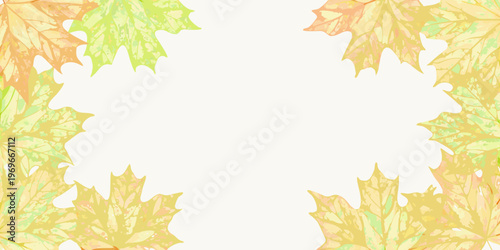 Watercolor maple leaves forming a delicate autumnal frame around white space