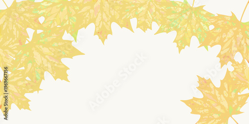 A delicate frame of watercolor maple leaves in shades of yellow