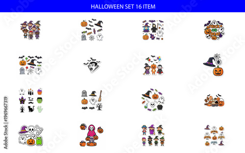 A collection of various cartoon people in different poses and activities