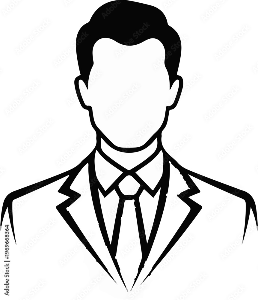 Obraz premium Stylized outline of a man wearing a suit and tie, faceless silhouette