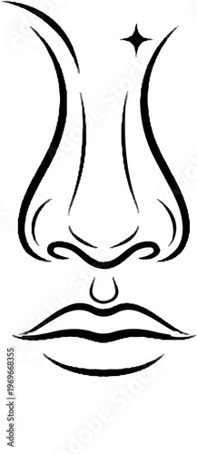 Stylized outline of a human face, focusing on the nose and lips