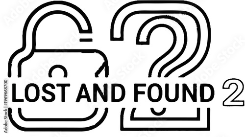 Stylized padlock and question mark with text "LOST AND FOUND 2