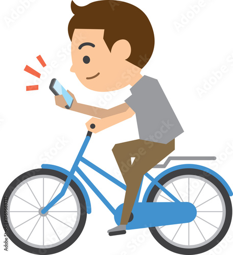 ながらスマホをしている男性のイメージイラスト