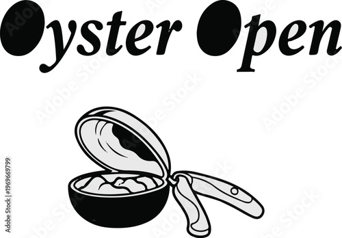 Stylized text "Oyster Open" above an open oyster illustration